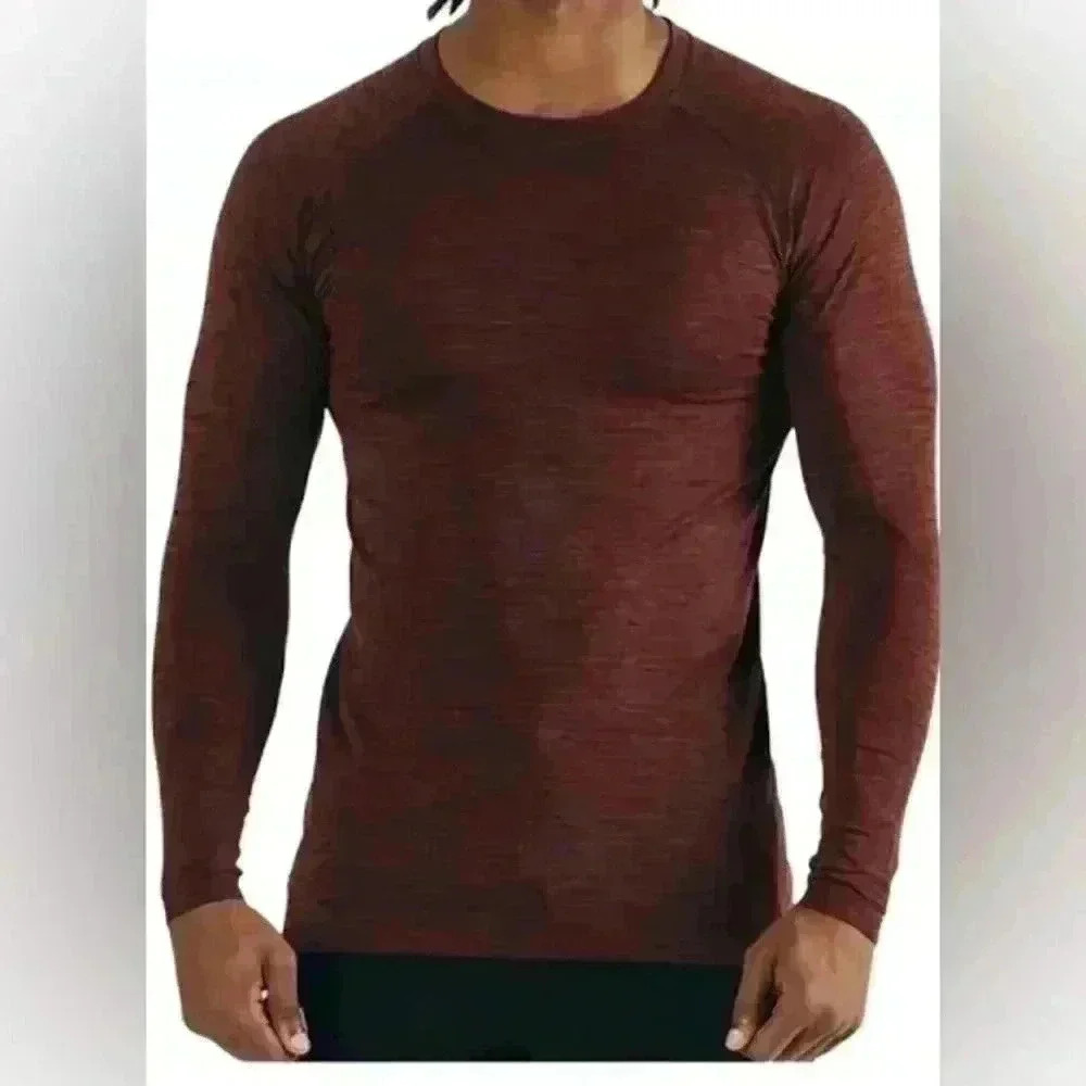 Alphalete hero seamless long sleeved brown athletic top men’s sz medium NWT